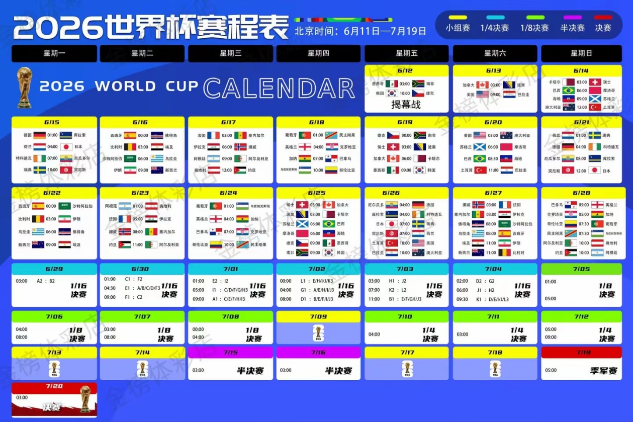 2026世界杯赛程全攻略：48队激战时间表一览